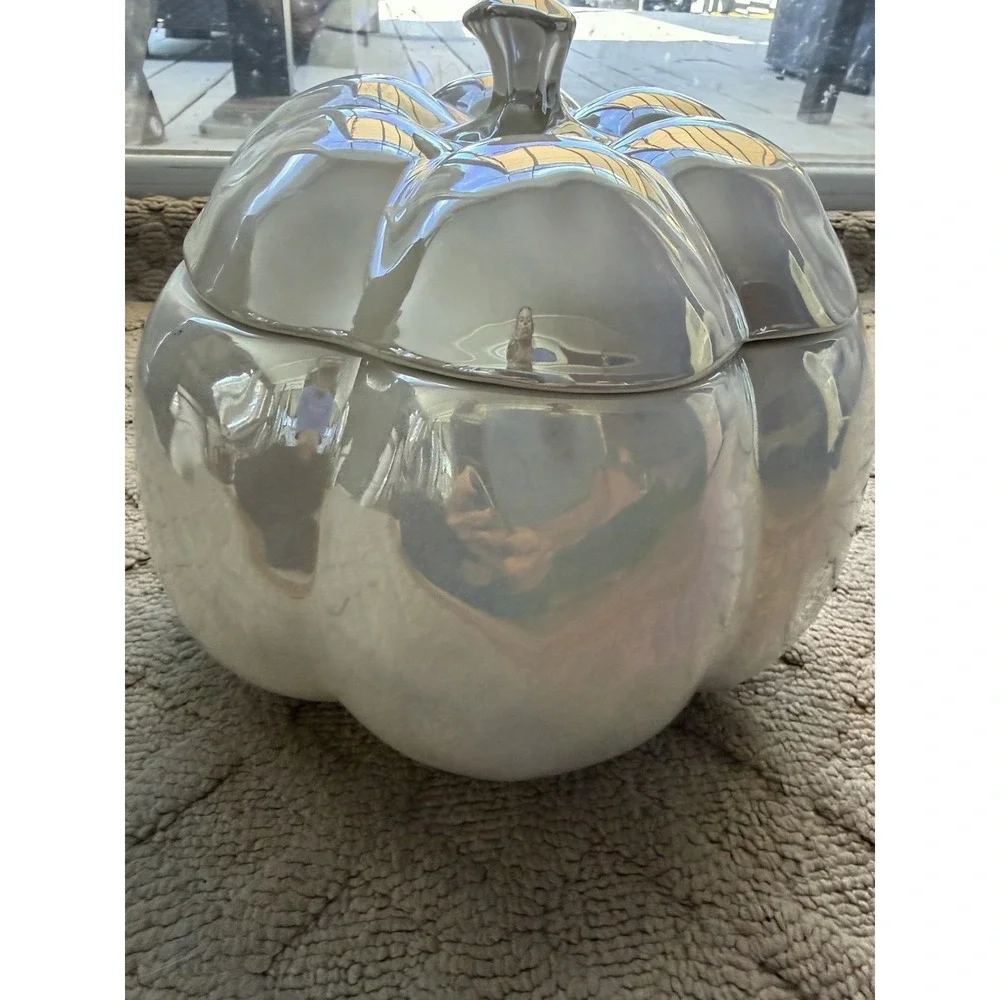 Rae Dunn White Iridescent MAGIC Halloween Pumpkin Canister